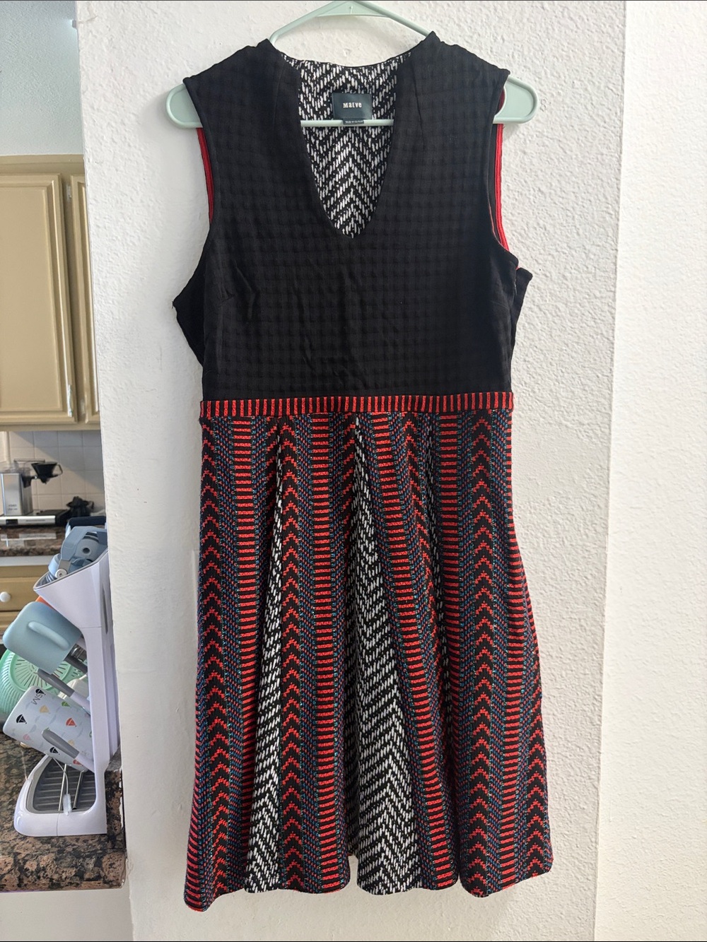 Anthropologie Black and Red Knit A-line Dress